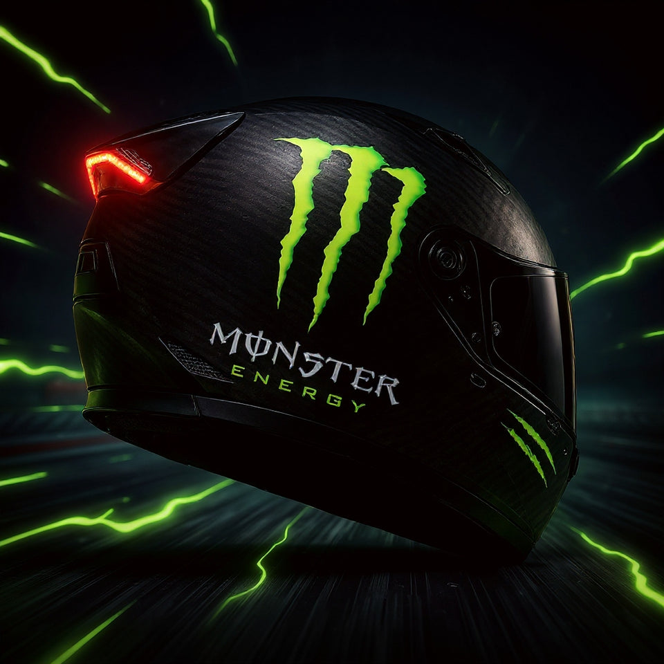 CASCO DOBLE PROPOSITO "MONSTER " CON LUZ LED RECARGABLE PREMIUM