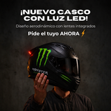 CASCO DOBLE PROPOSITO "MONSTER " CON LUZ LED RECARGABLE PREMIUM