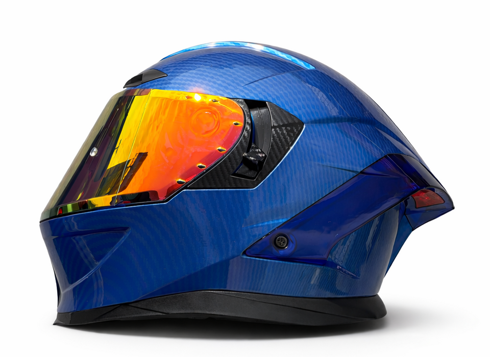 CASCO INTEGRAL FIBRA DE CARBONO CON LUZ LED RECARGABLE PREMIUM