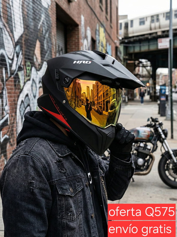 Casco Cross Premium Negro Mate Edición Limitada con Lentes Integrados