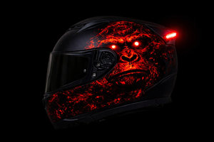 CASCO DOBLE PROPOSITO "MOKEY RED " CON LUZ LED RECARGABLE PREMIUM