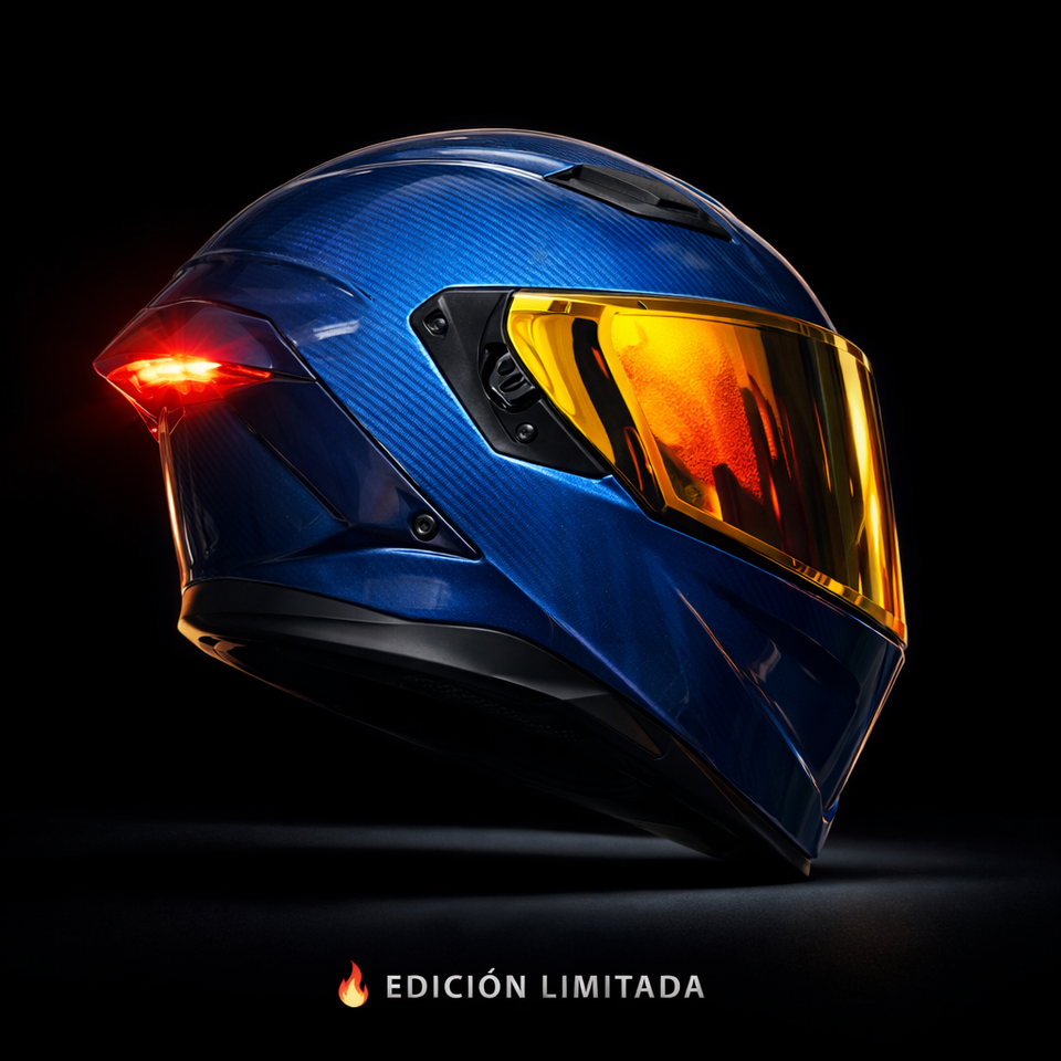 CASCO INTEGRAL FIBRA DE CARBONO CON LUZ LED RECARGABLE PREMIUM